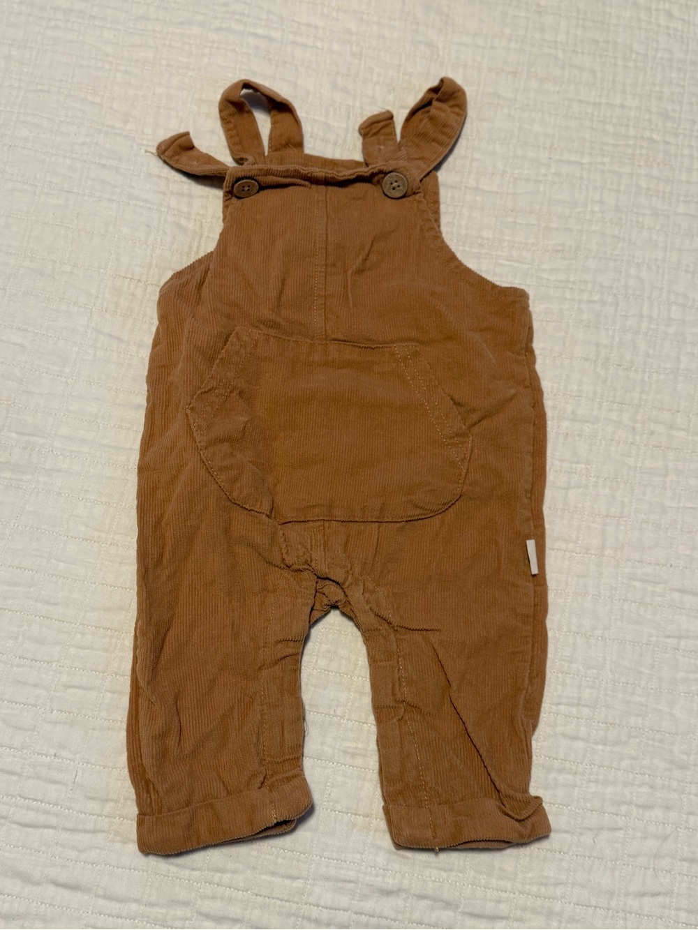 Rabbit + Bear Organic Cotton Corduroy Overalls Brown Baby 3-6 months
